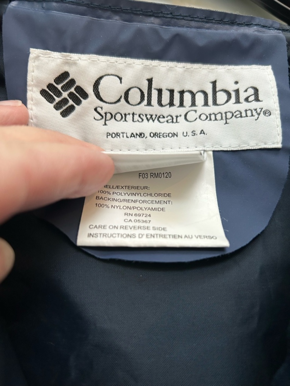 Columbia Navy Rain Jacket with Yellow Logo Men’s L - Picture 5 of 8